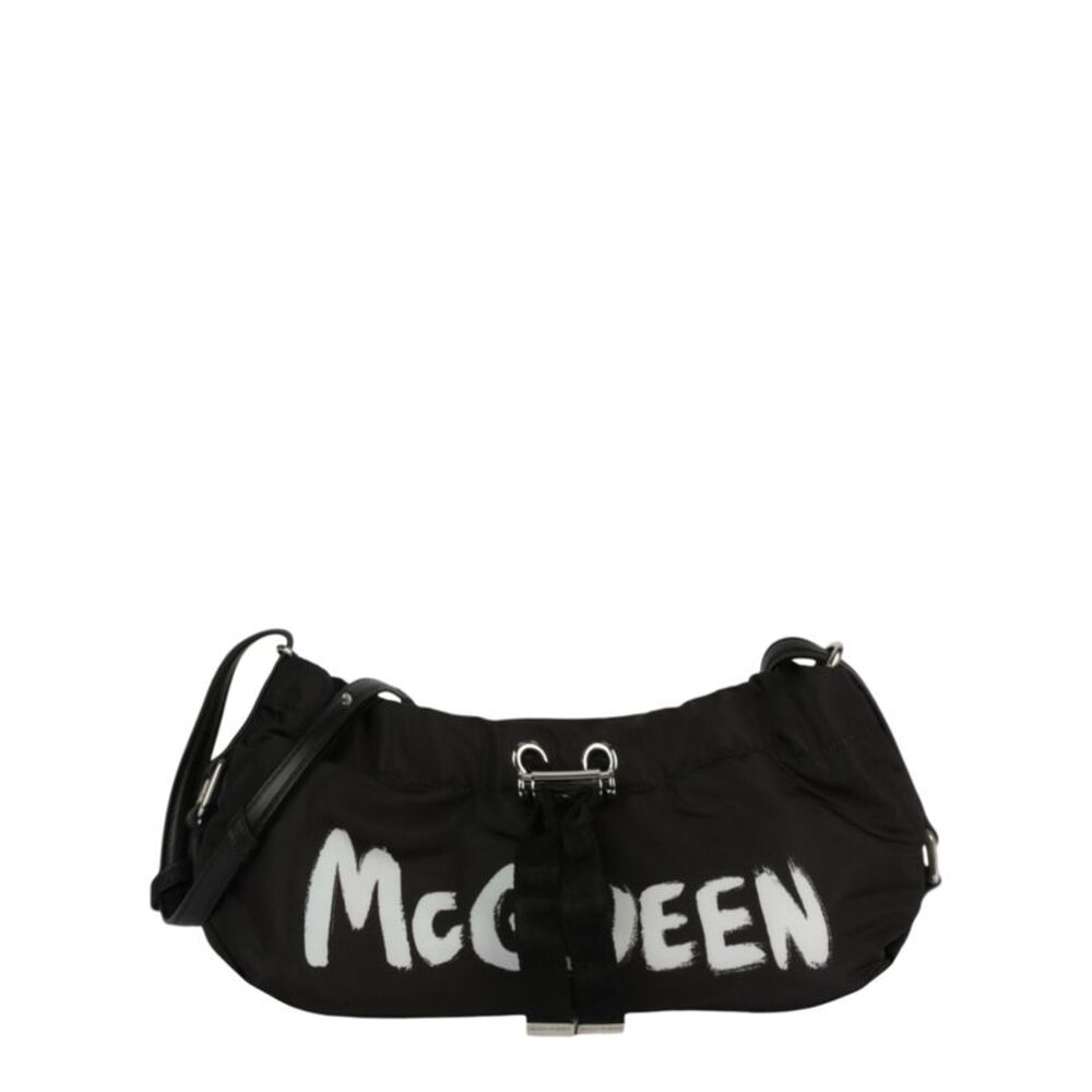 Alexander McQueen Black Crossbody Bag with White Logo